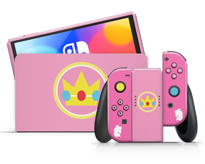 Lux Skins Nintendo Switch OLED Princess Peach Minimalist Full Set Skins - Pop Culture Mario Skin