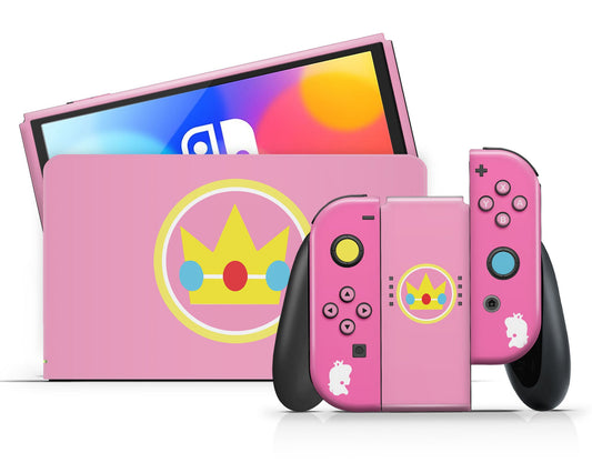 Lux Skins Nintendo Switch OLED Princess Peach Minimalist Full Set Skins - Pop Culture Mario Skin