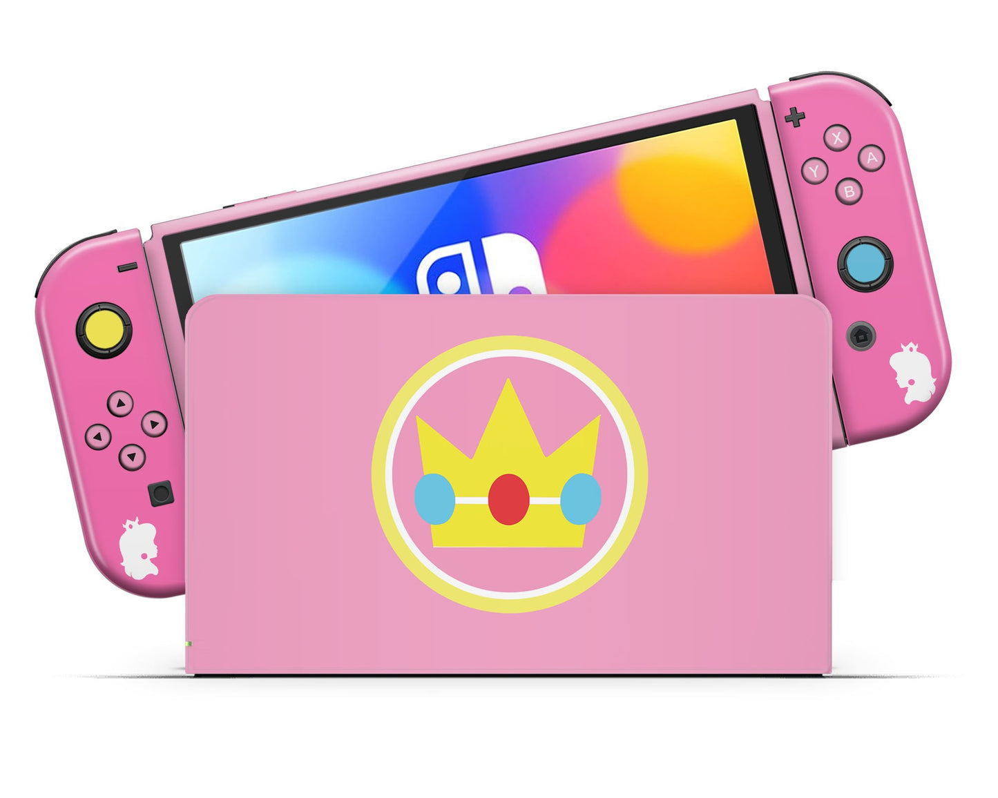 Lux Skins Nintendo Switch OLED Princess Peach Minimalist Full Set Skins - Pop Culture Mario Skin