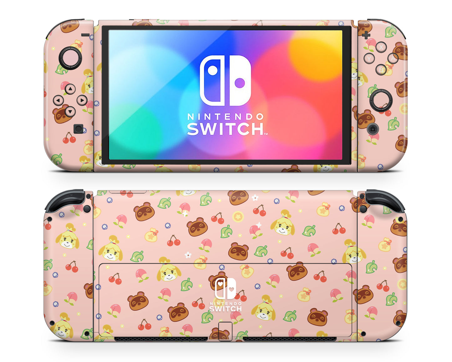 Cute Animal Crossing Pattern Nintendo Switch OLED Skin