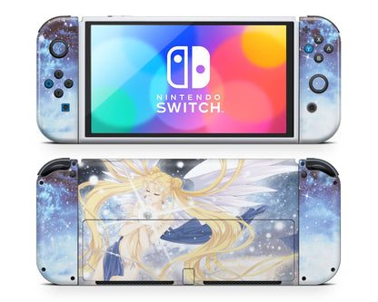 Lux Skins Nintendo Switch OLED Sailor Moon Artistic Blue Full Set Skins - Pop culture Sailor Moon Skin