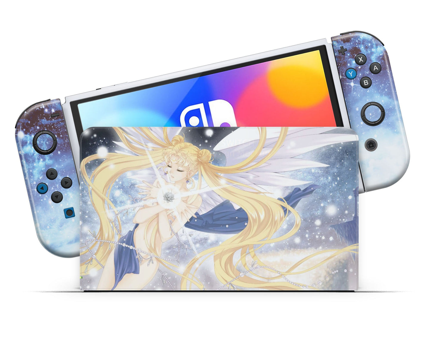 Lux Skins Nintendo Switch OLED Sailor Moon Artistic Blue Full Set Skins - Pop culture Sailor Moon Skin