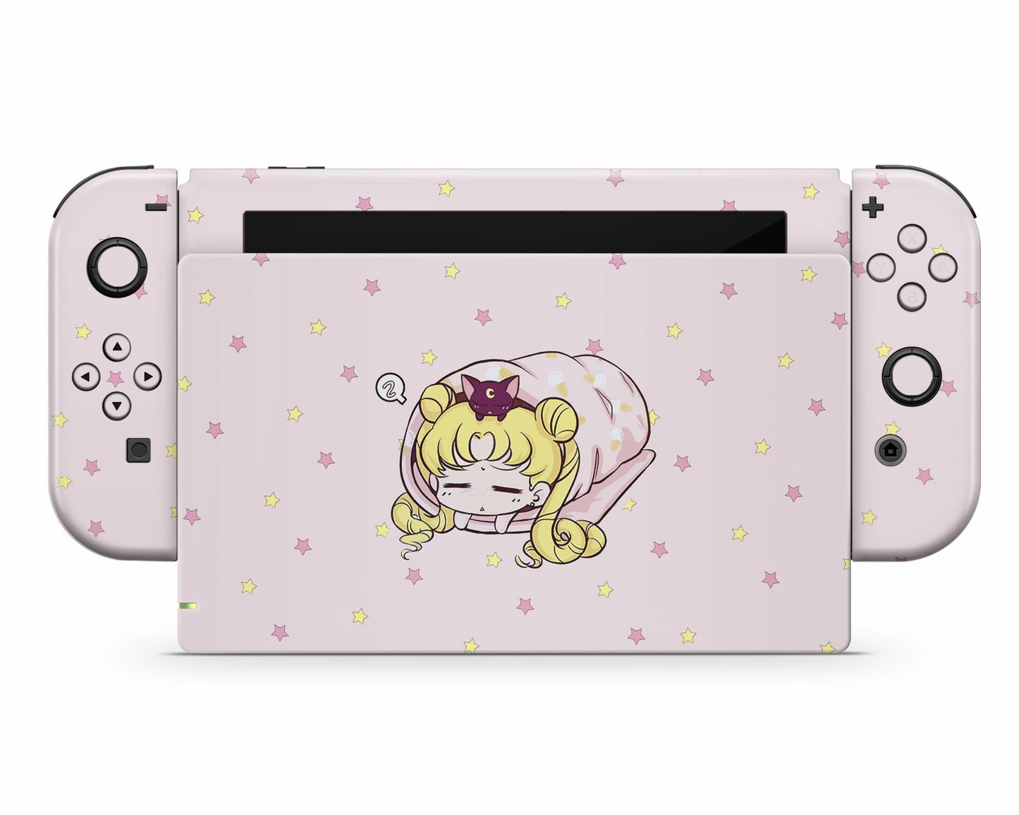 Lux Skins Nintendo Switch Sleeping Sailor Moon Pastel Pink Full Set Skins - Pop culture Sailor Moon Skin