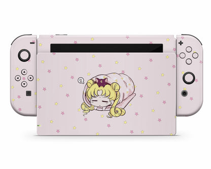 Lux Skins Nintendo Switch Sleeping Sailor Moon Pastel Pink Full Set Skins - Pop culture Sailor Moon Skin