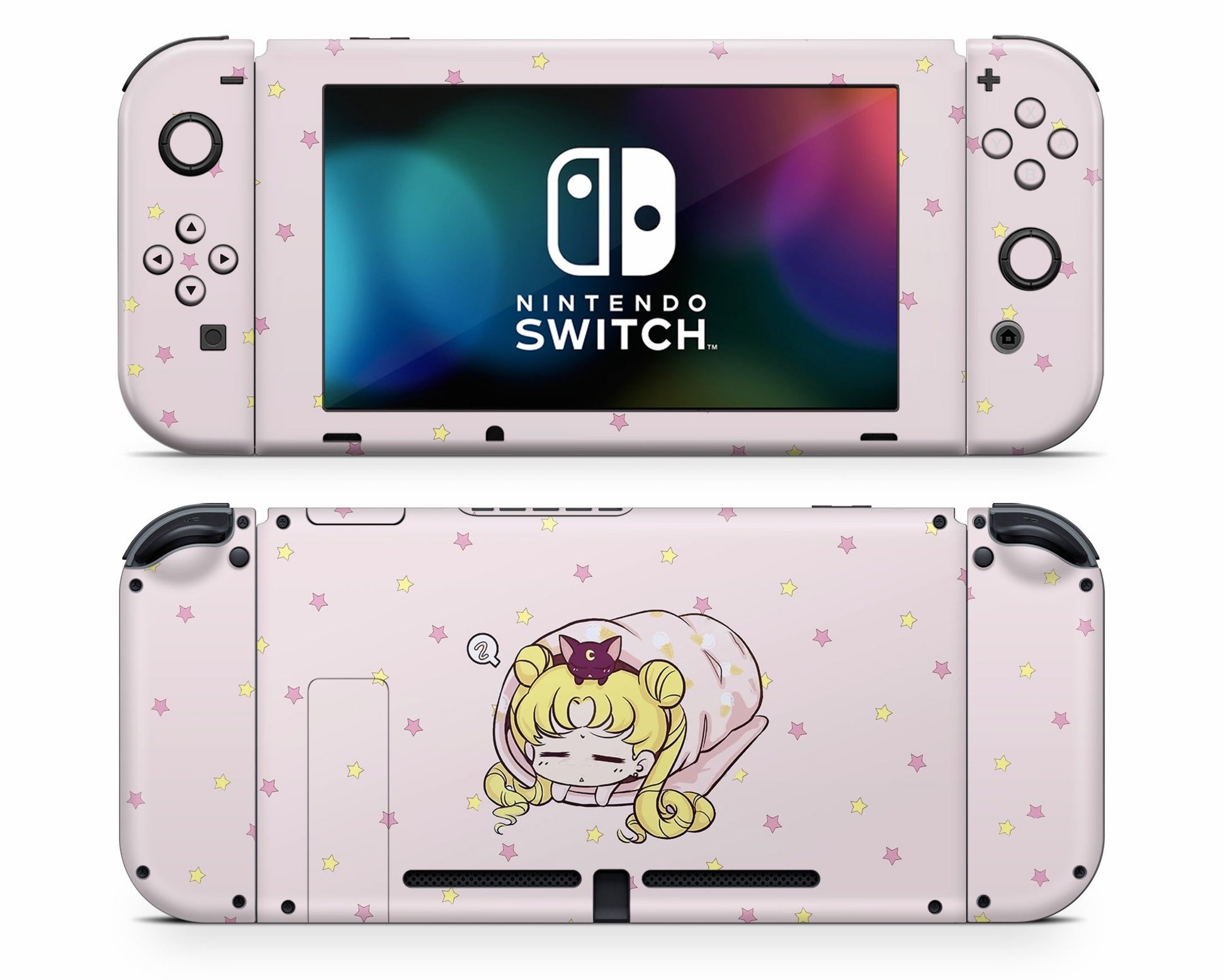 Lux Skins Nintendo Switch Sleeping Sailor Moon Pastel Pink Full Set Skins - Pop culture Sailor Moon Skin