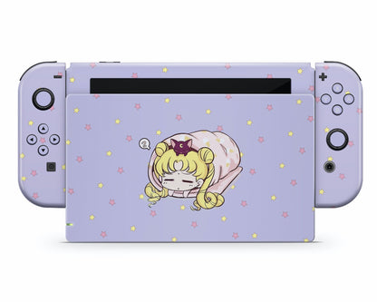 Lux Skins Nintendo Switch Sleeping Sailor Moon Pastel Lavender Full Set Skins - Pop culture Sailor Moon Skin