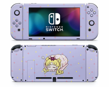 Lux Skins Nintendo Switch Sleeping Sailor Moon Pastel Lavender Full Set Skins - Pop culture Sailor Moon Skin