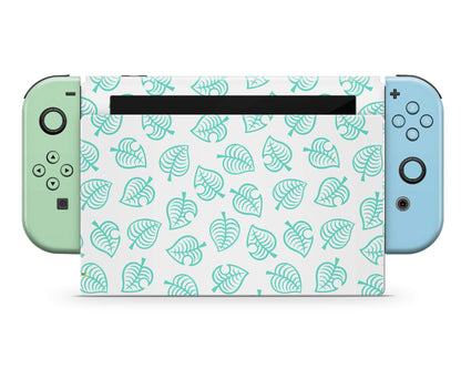Lux Skins Nintendo Switch Animal Crossing Leaf Blue Green Full Set Skins - Pop culture Animal Crossing Skin