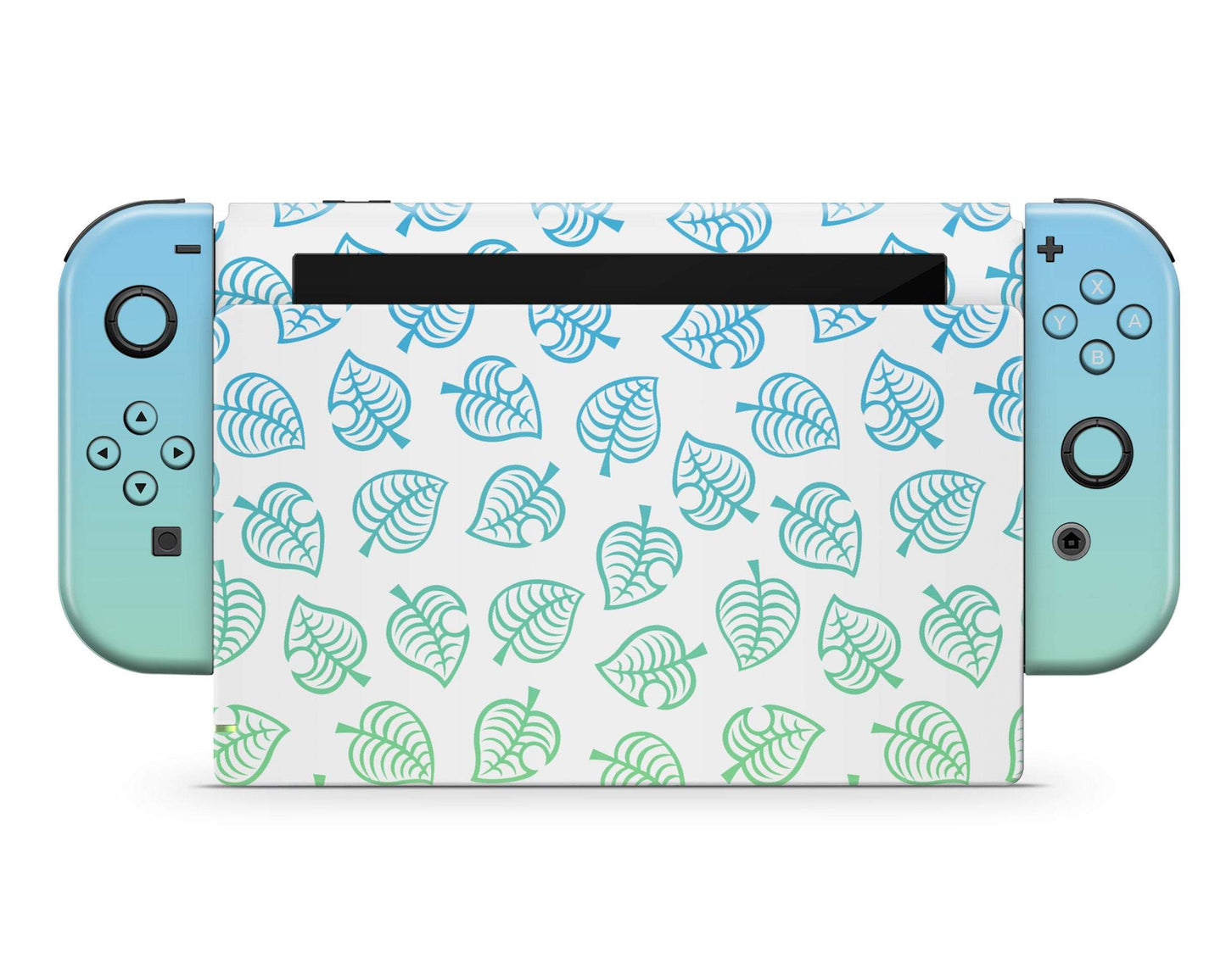 Lux Skins Nintendo Switch Animal Crossing Green Blue Leaf Gradient Ombre Full Set Skins - Pop culture Animal Crossing Skin