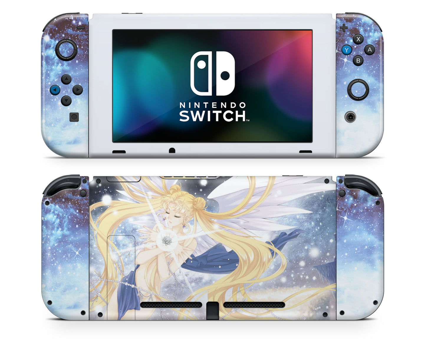 Lux Skins Nintendo Switch Sailor Moon Artistic Blue Full Set +Tempered Glass Skins - Pop culture Sailor Moon Skin