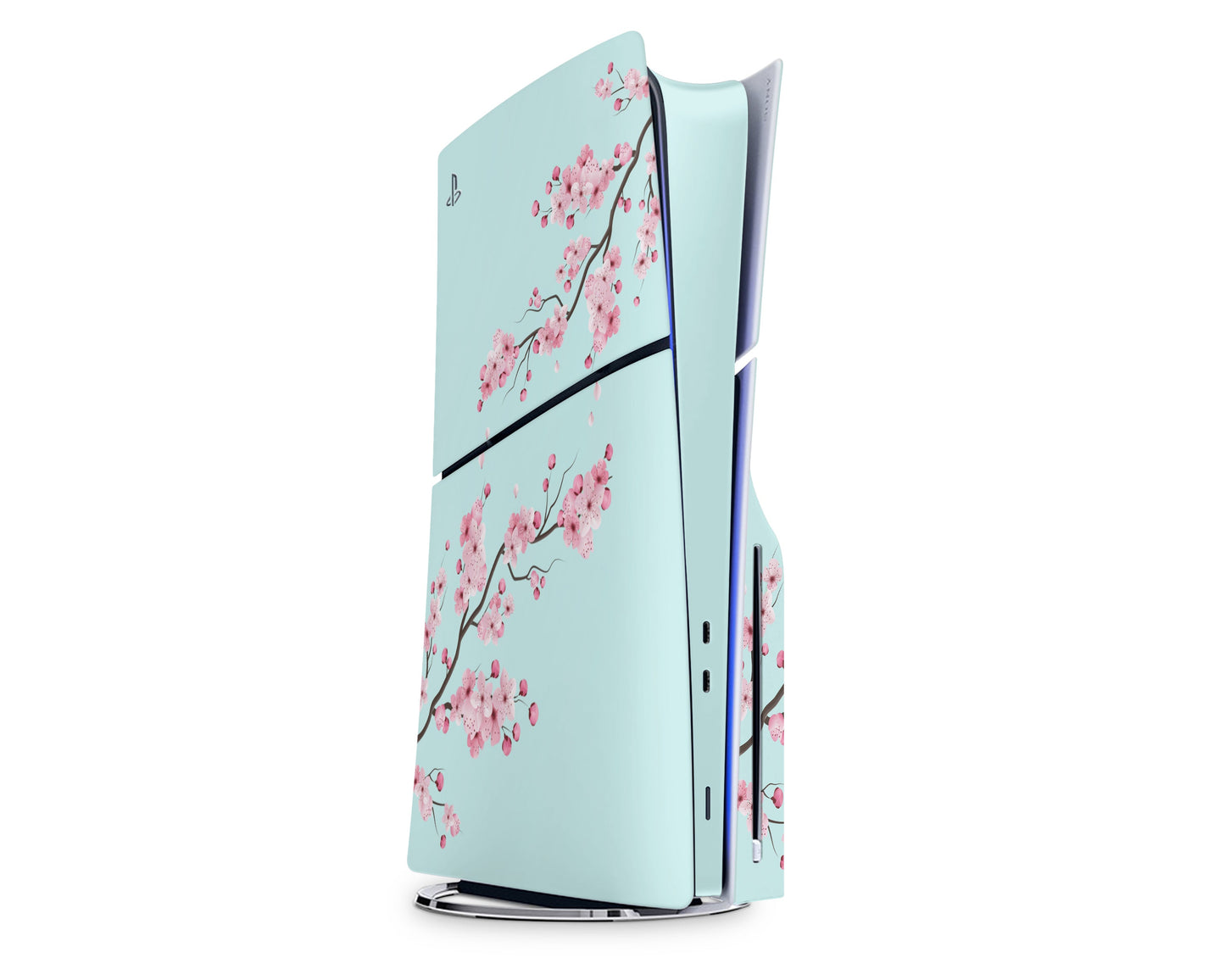 Lux Skins PS5 Slim Teal Cherry Blossom PS5 Slim Skins - Art Floral Skin