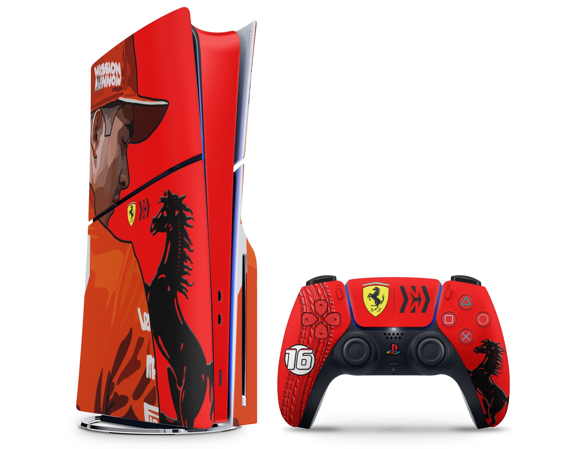 Lux Skins PS5 Slim Charles Leclerc F1 Ferrari PS5 Slim Skins - Sports Formula 1 Skin