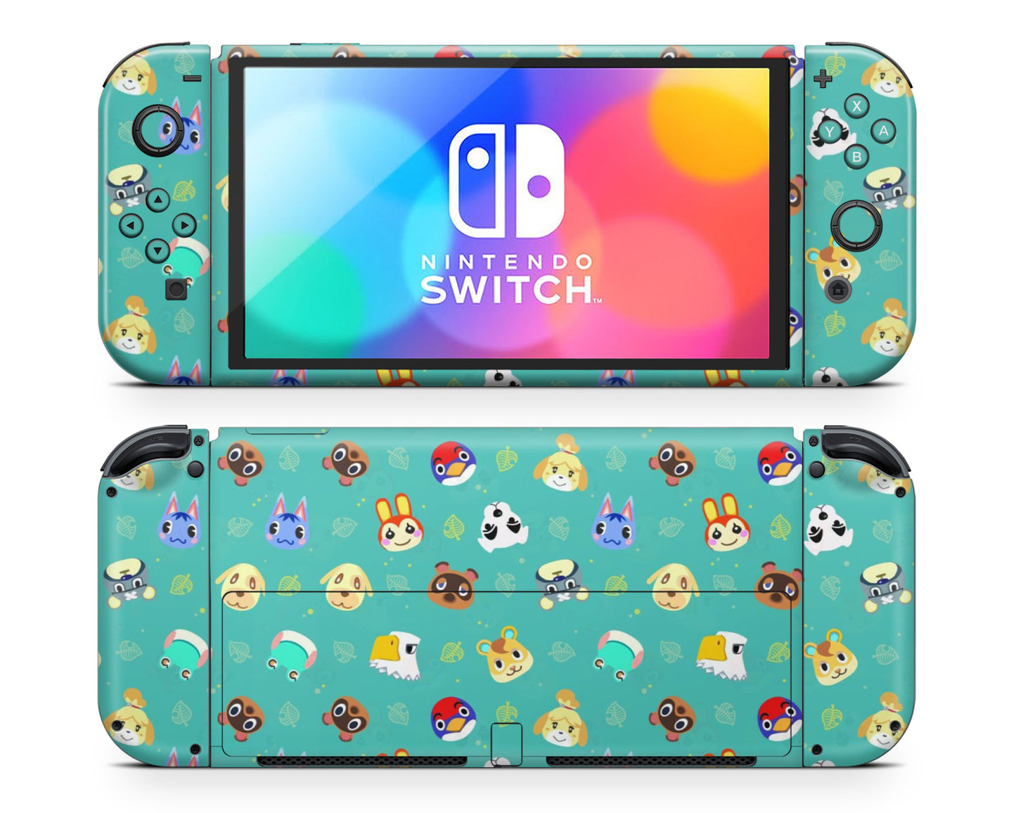 Teal Animal Crossing Campers Nintendo Switch OLED Skin